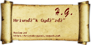 Hrivnák Győző névjegykártya
